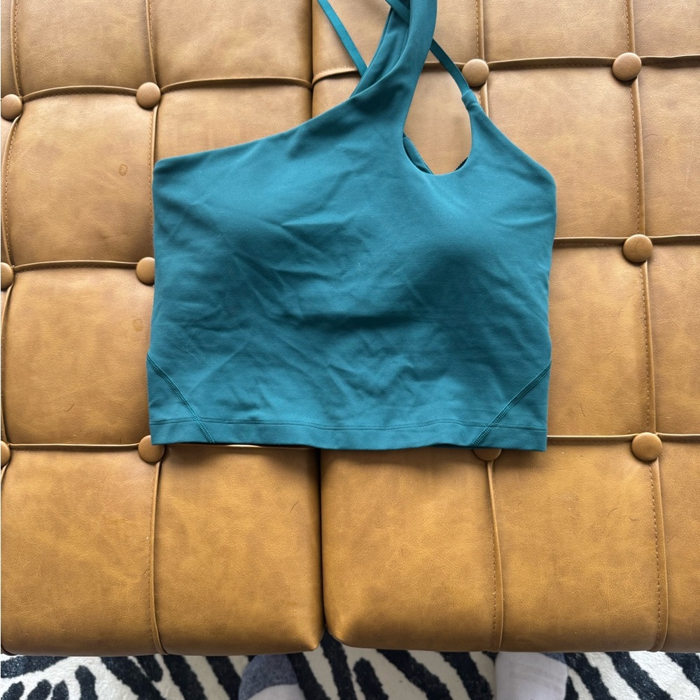 Teal One-Shoulder Crop Top